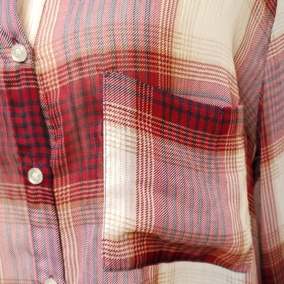 Band of Gypsies Plaid Button Down Shirt - Red and Cream - Picture 6 of 9